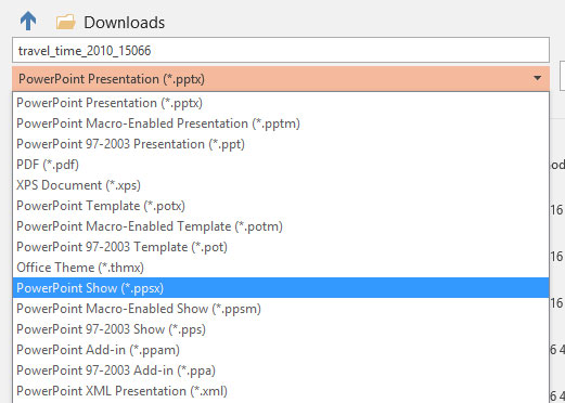 Save as ppsx file