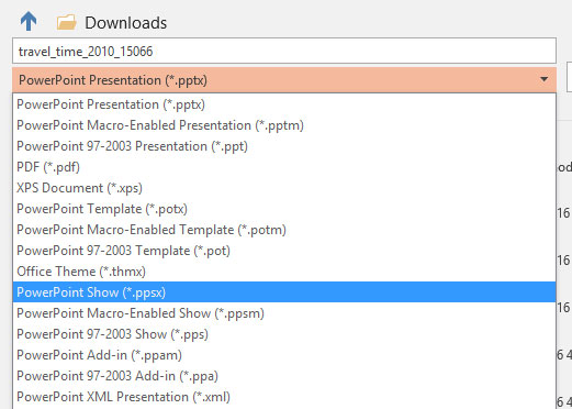 Save as ppsx file