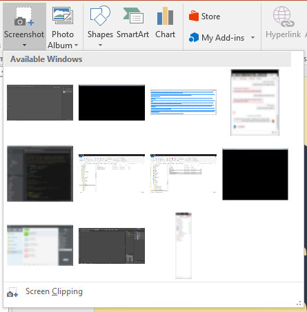 Take a screenshot straight from powerpoint