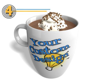 A coffee mug with a custom design on it
