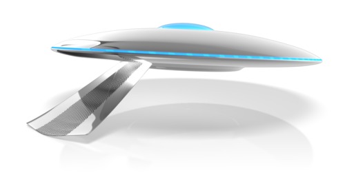 clipart image of a Area 51 UFO with landing bridge down