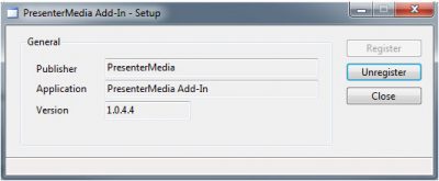 Add-in for PowerPoint Setup Window With Version Number