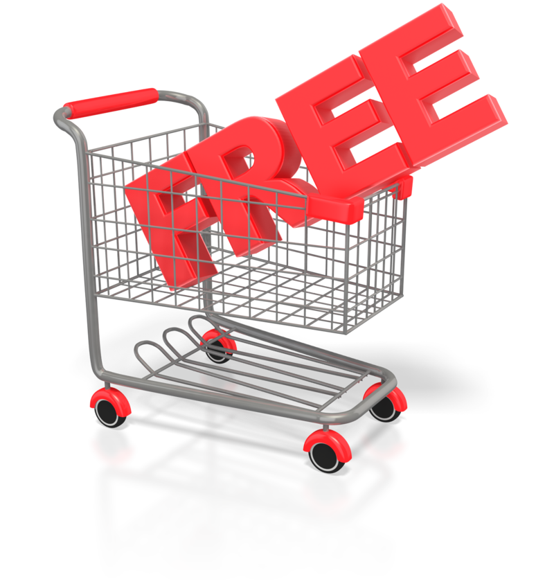 shopping cart with the word free in it to illustrate free PowerPoint templates for presentations