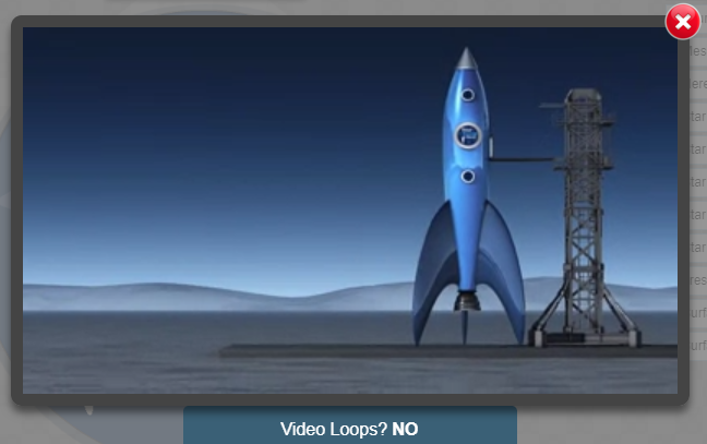 A preview clip art image of a rocket ship on launch pad.