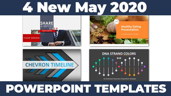A feature image preview for the blog PresenterMedia adds new May 2020 presentation templates for Powerpoint.