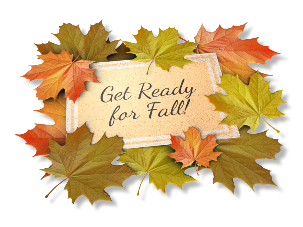 Fall maple leaves surrounding a notecard labeled "get ready for fall"