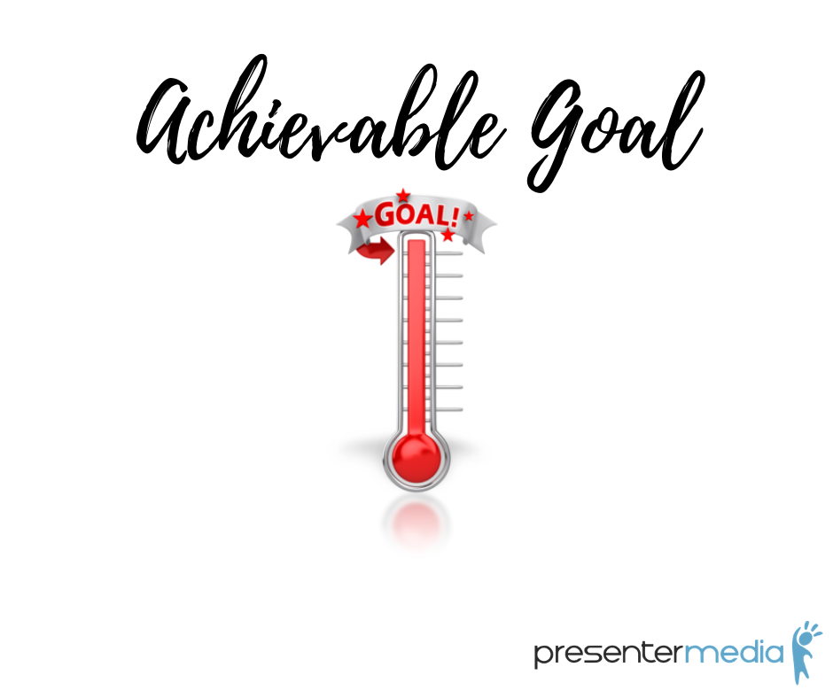 Goal thermometer in red with achievement succeeded