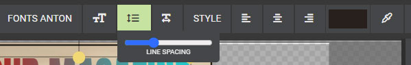 A preview of presentermedia's graphics customizer showing text tools from spacing and line height.