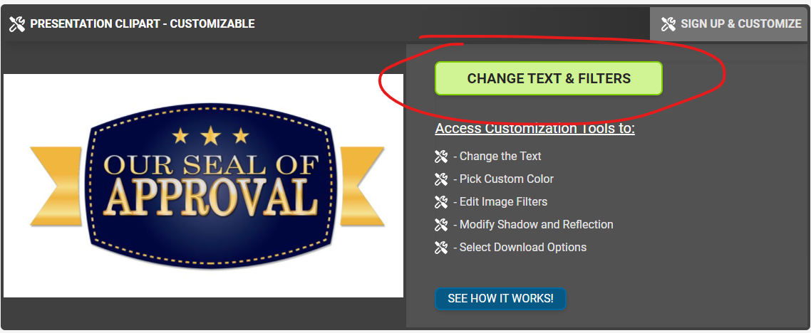 Access customization tool button