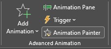 A preview image showing the animation painter option selected in PowerPoint.