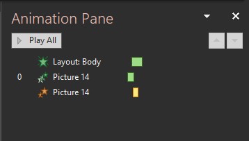 A preview showing the animation pane window open.