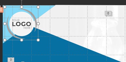 A preview showing a selection of the logo placeholder on the ppt slide.