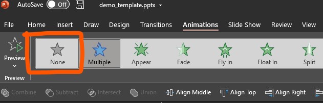 Preview showing how to remove animation in PowerPoint.