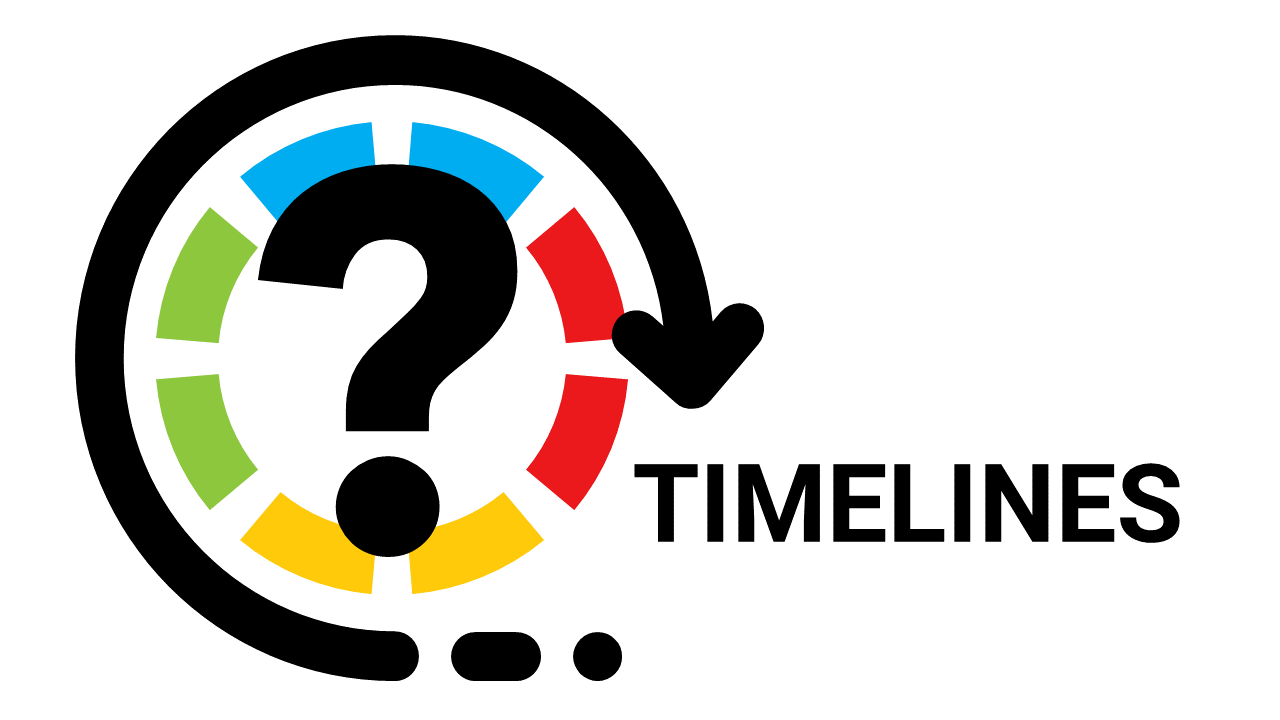 A timeline graphic showing a circle arrow going around a question mark.