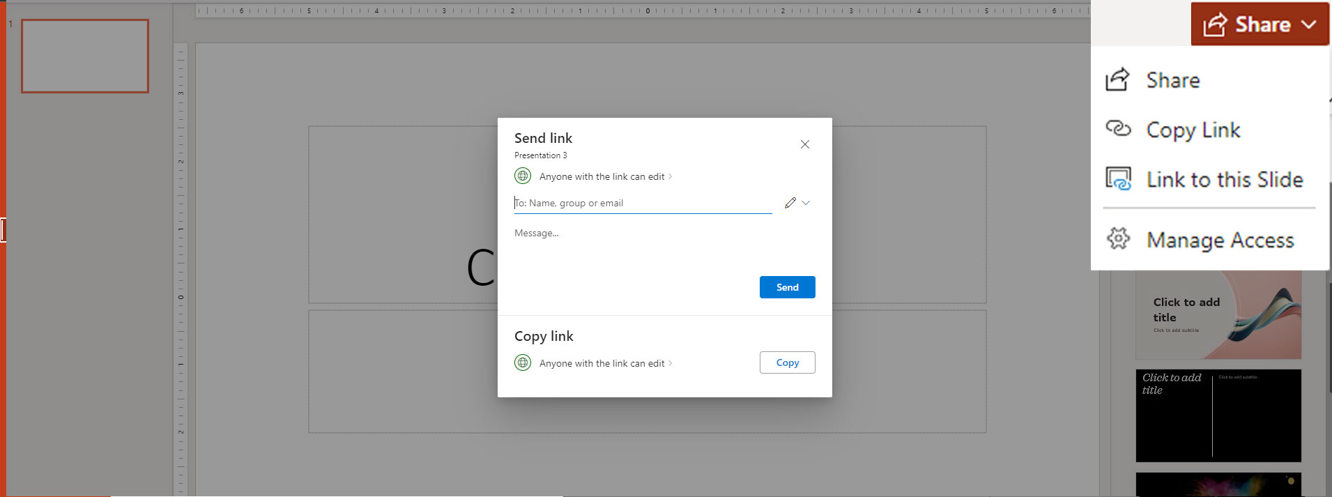 Sharing a link to a PowerPoint presentation.