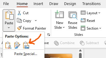 Paste as picture option in PowerPoint