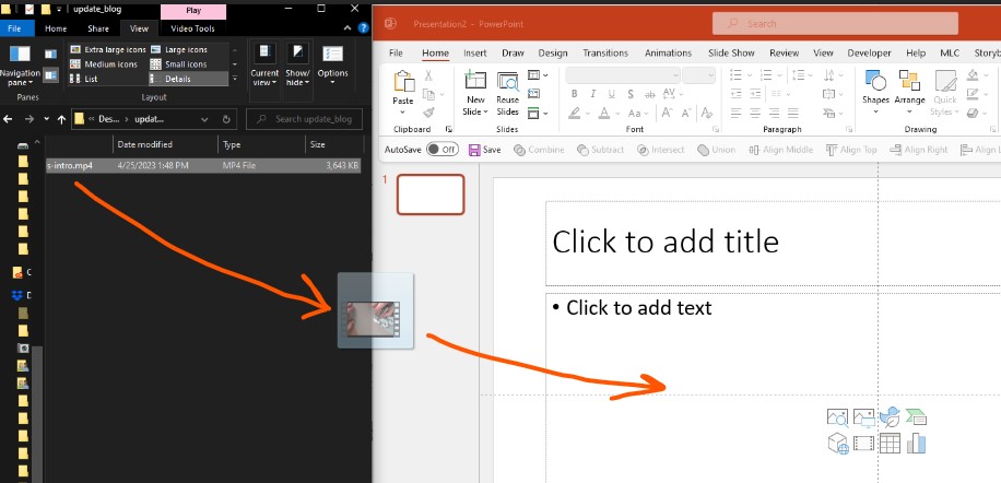 Insert video in PowerPoint with Drag & Drop from File Explorer