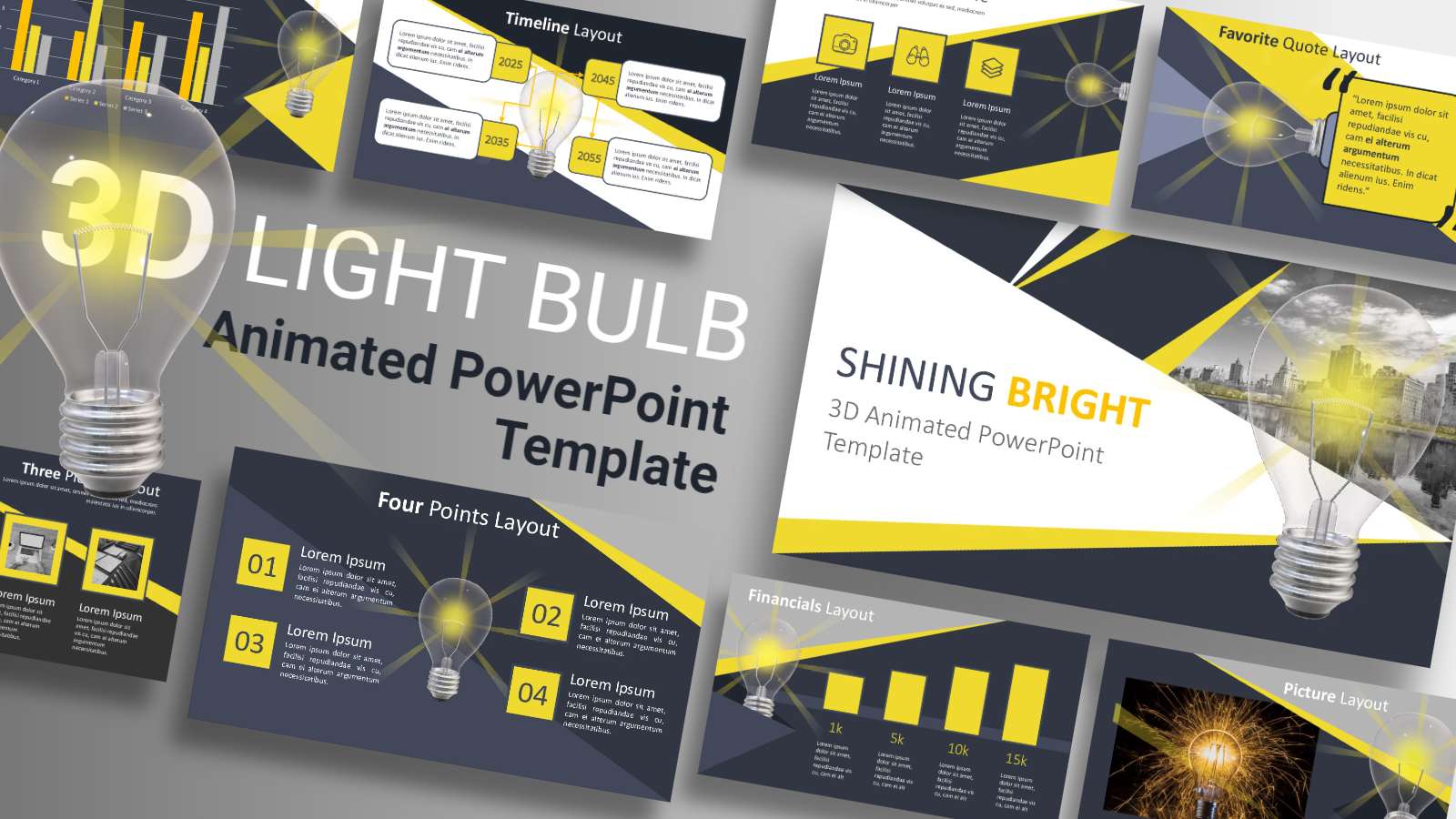 Best 3d light bulb Powerpoint preview