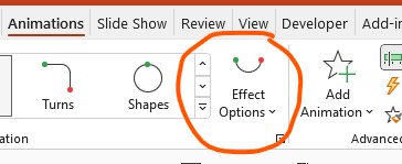 Effect option for motion paths