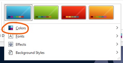 Colors drop down memu in PowerPoint