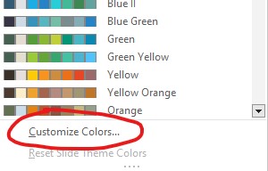The customize colors button for editing themes.
