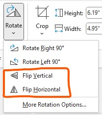 Flip image horizontal or vertical PowerPoint settings.