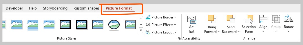Flip an image PowerPoint picture format menu.