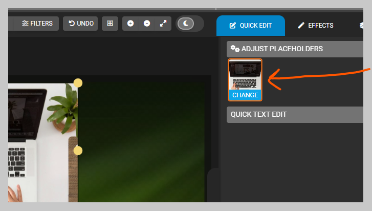 A preview showing how to change image placeholders.