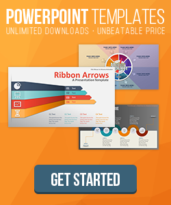 a get started with presentermedia banner showing PowerPoint templates slides.