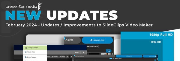A feature image preview for the blog Improvements Update: SlideClips Video Maker | February 2024.
