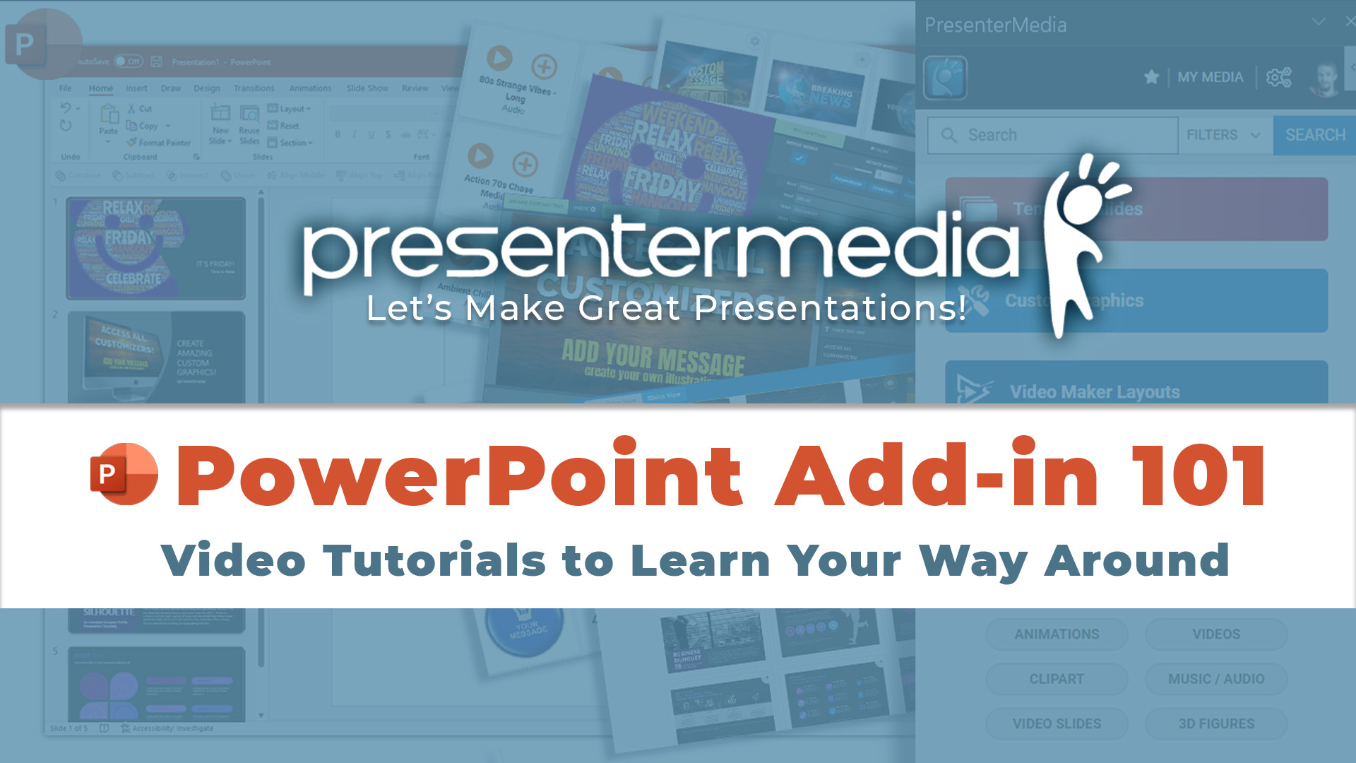 A feature image preview for the blog How to Use the PresenterMedia Add-in App for PowerPoint.